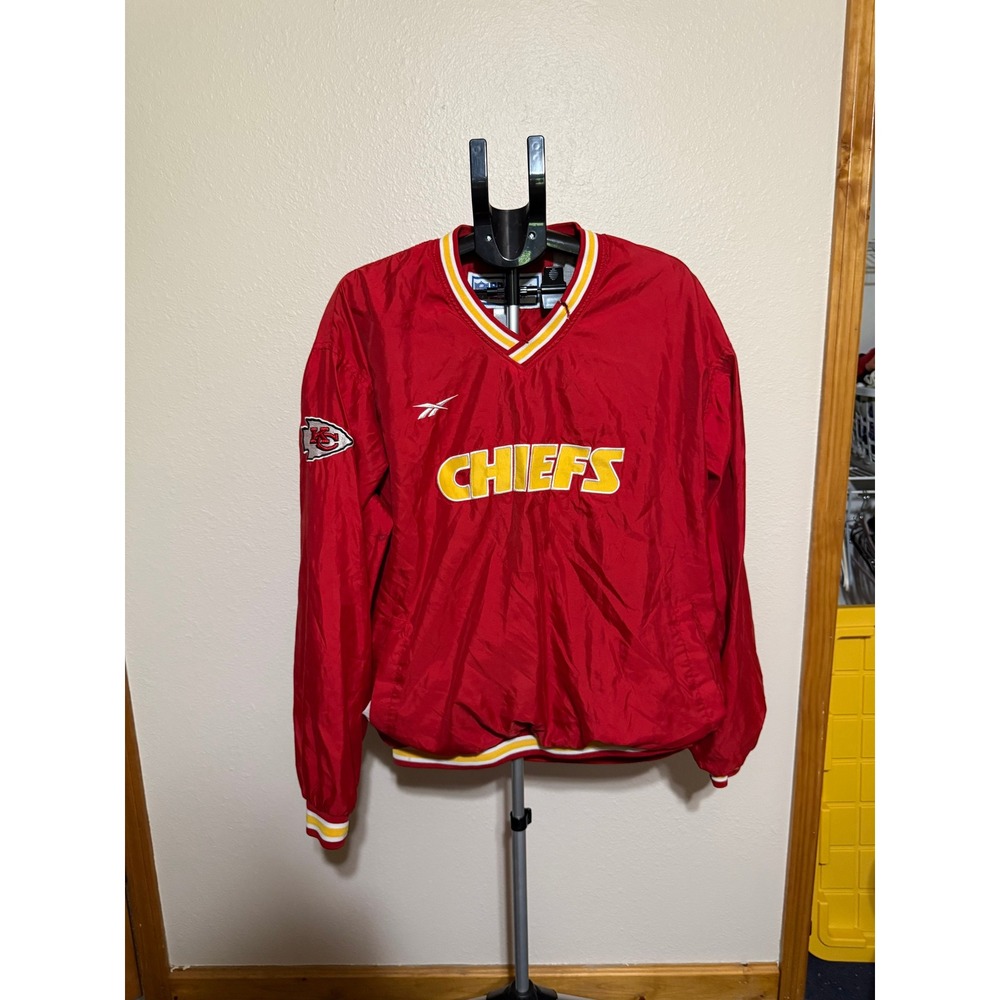 Vintage Reebok NFL Pro Line Kansas City Chiefs Windbreaker Pullover Red Mens XL